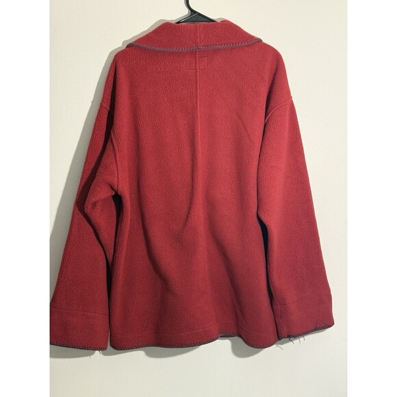 Patina International Sweater woman Medium Red Fleece Toggle Button Vintage - Picture 5 of 5